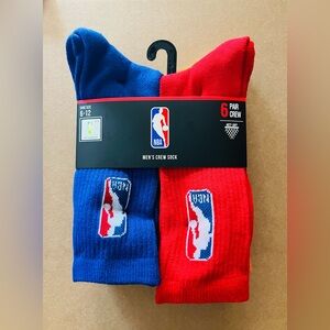 NBA Logo Basketball Men Crew Socks 6 Pairs - Rainbow - Shoe Size 6-12 - NEW